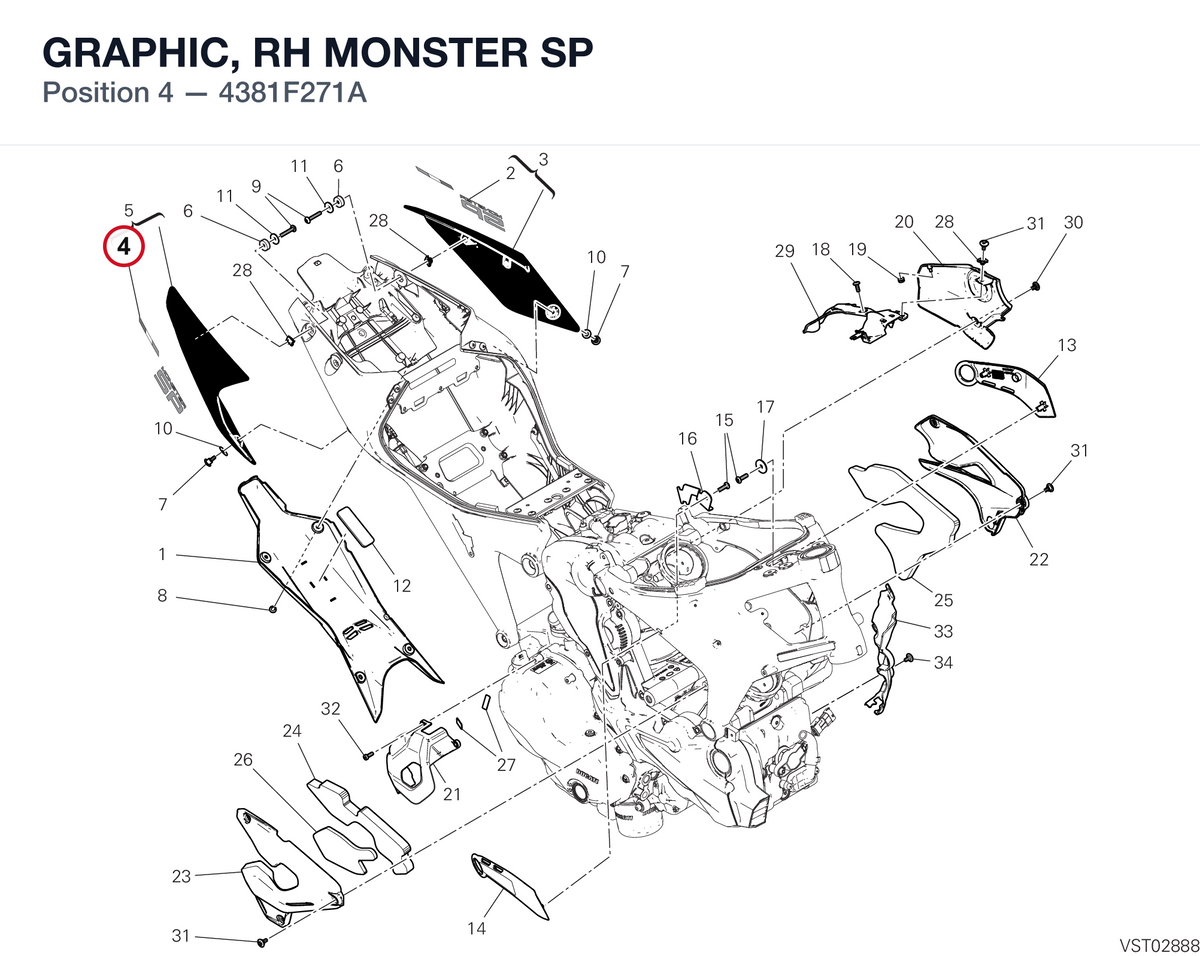 GRAPHIC, RH MONSTER SP 4381F271A diagram position
