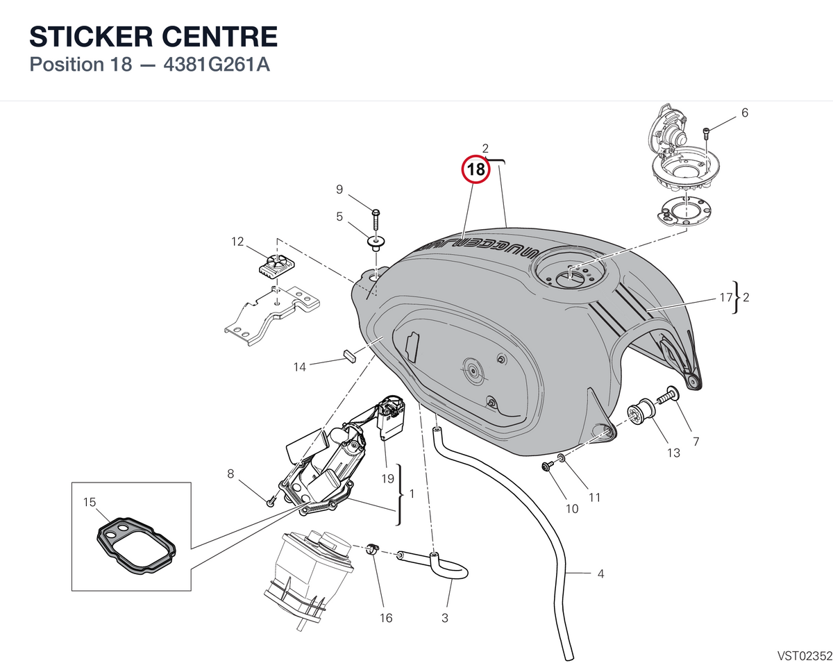 STICKER CENTRE 4381G261A diagram position
