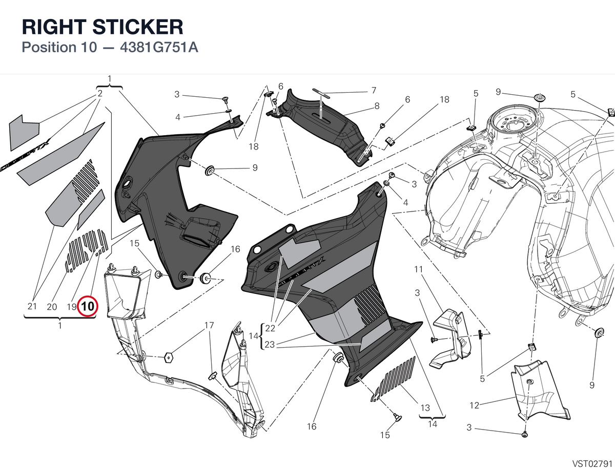 RIGHT STICKER 4381G751A diagram position
