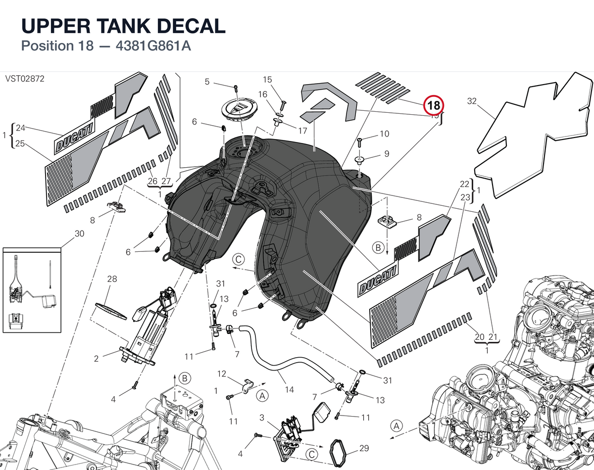 UPPER TANK DECAL 4381G861A diagram position