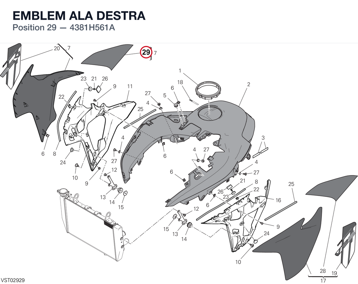 EMBLEM ALA DESTRA 4381H561A diagram position