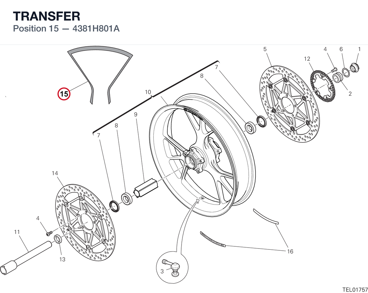 TRANSFER 4381H801A diagram position