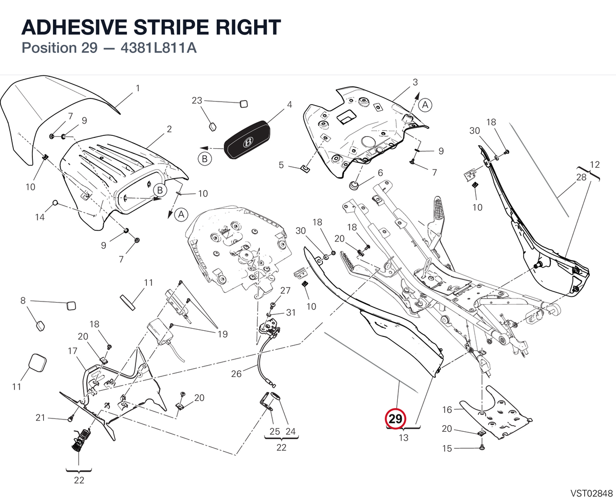 ADHESIVE STRIPE RIGHT 4381L811A diagram position