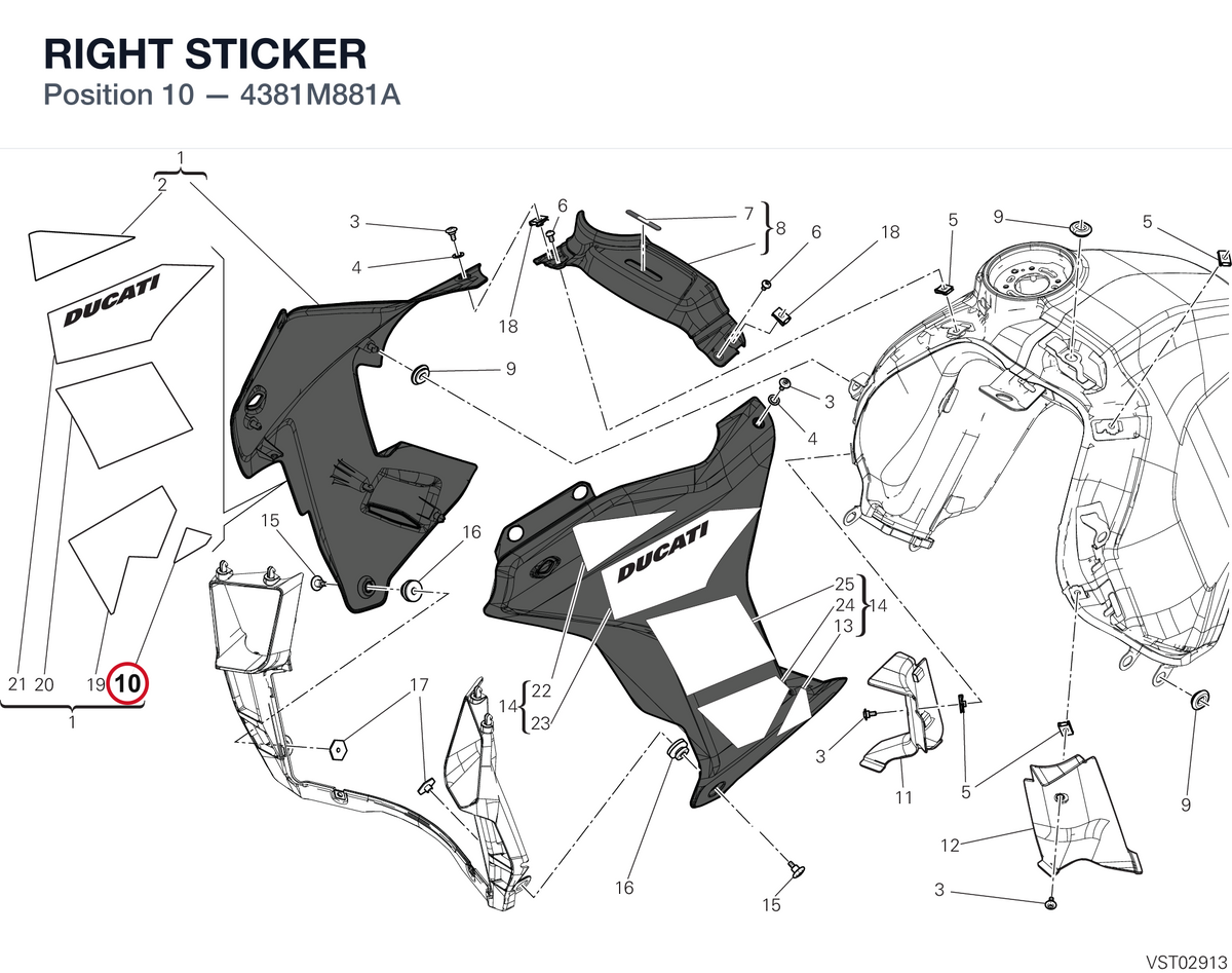 RIGHT STICKER 4381M881A diagram position
