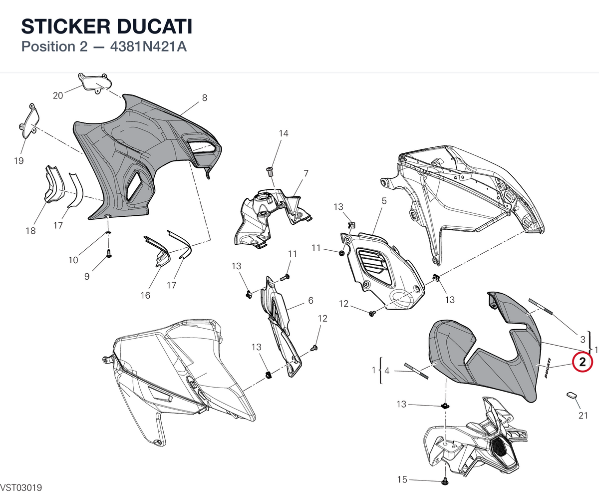 STICKER DUCATI 4381N421A diagram position