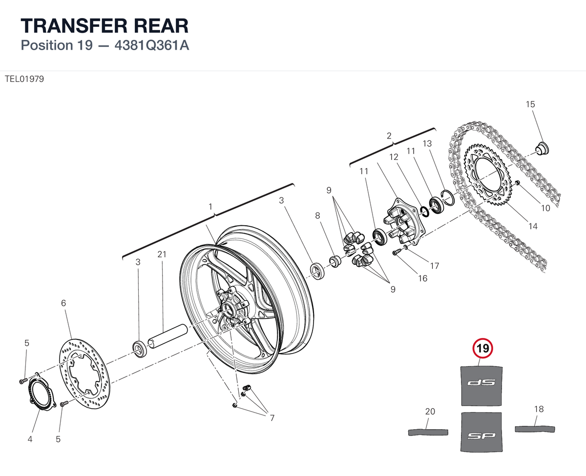 TRANSFER REAR 4381Q361A diagram position