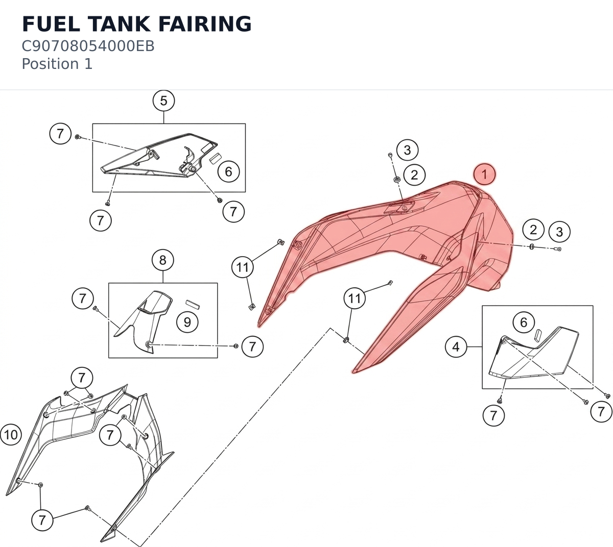 Diagram preview: FUEL TANK FAIRING (C90708054000EB)