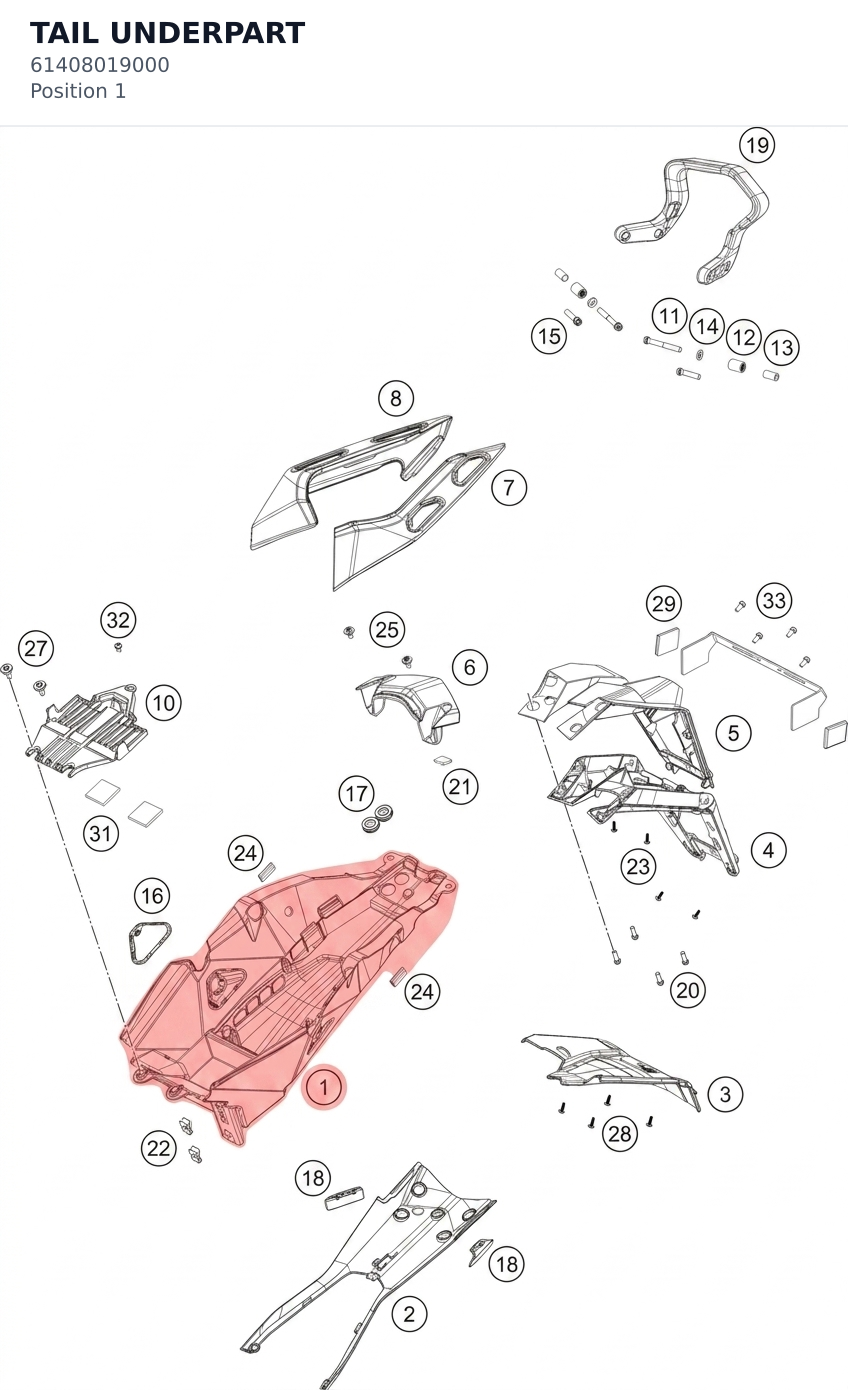 Diagram preview: TAIL UNDERPART (61408019000)