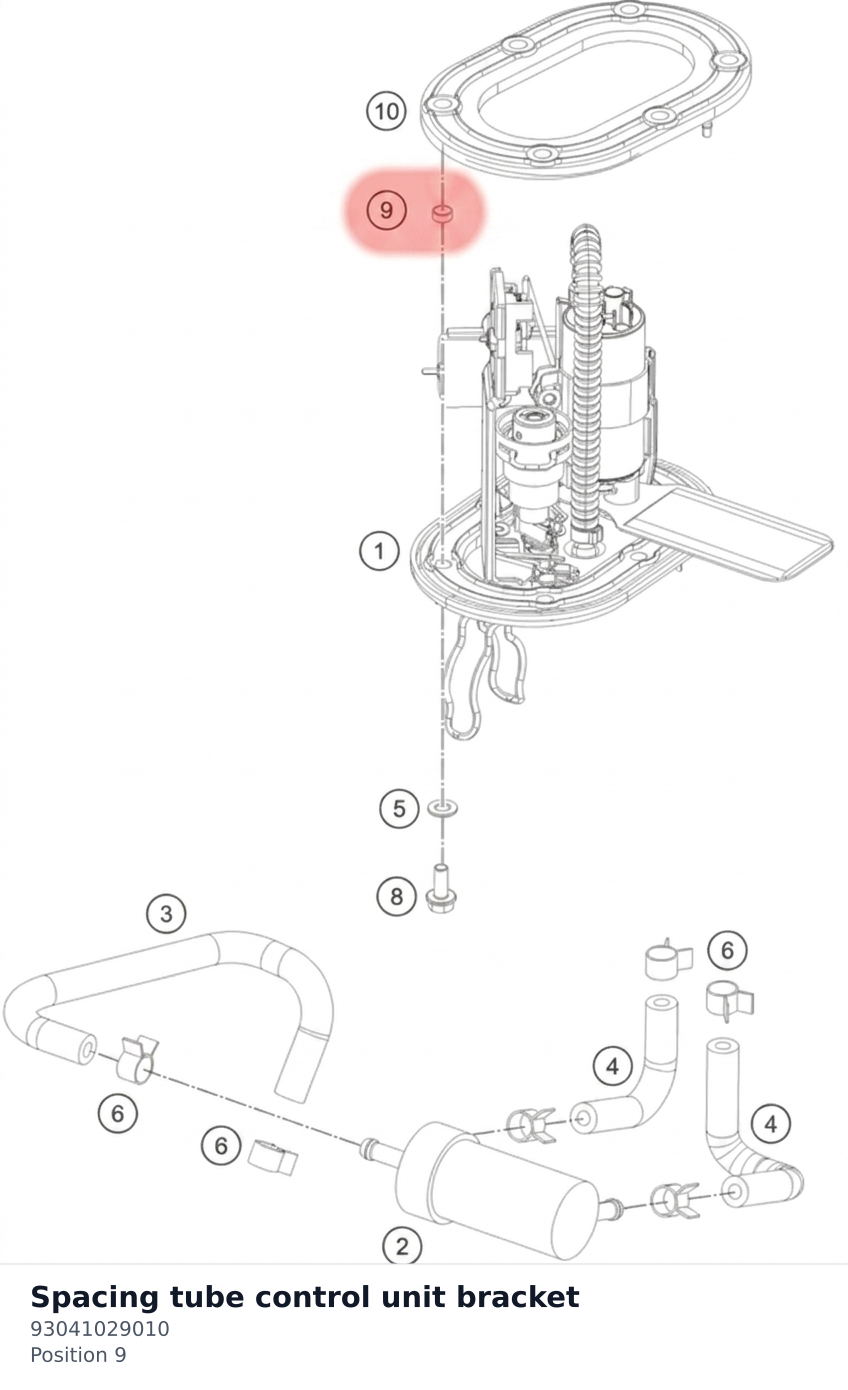 Diagram preview: Spacing tube control unit bracket (93041029010)