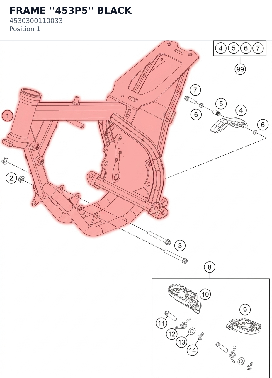 Diagram preview: FRAME ''453P5'' BLACK (4530300110033)