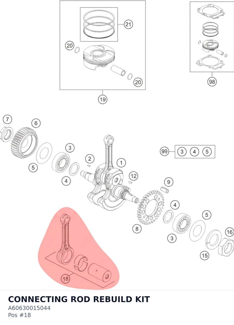 Diagram preview: CONNECTING ROD REBUILD KIT (A60630015044)