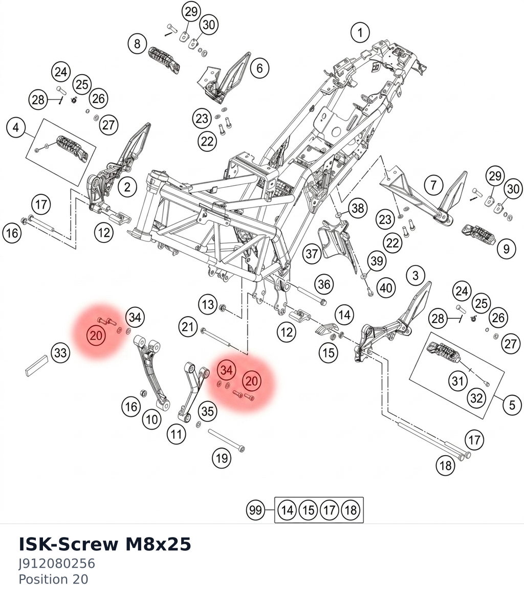 Diagram preview: ISK-Screw M8x25 (J912080256)