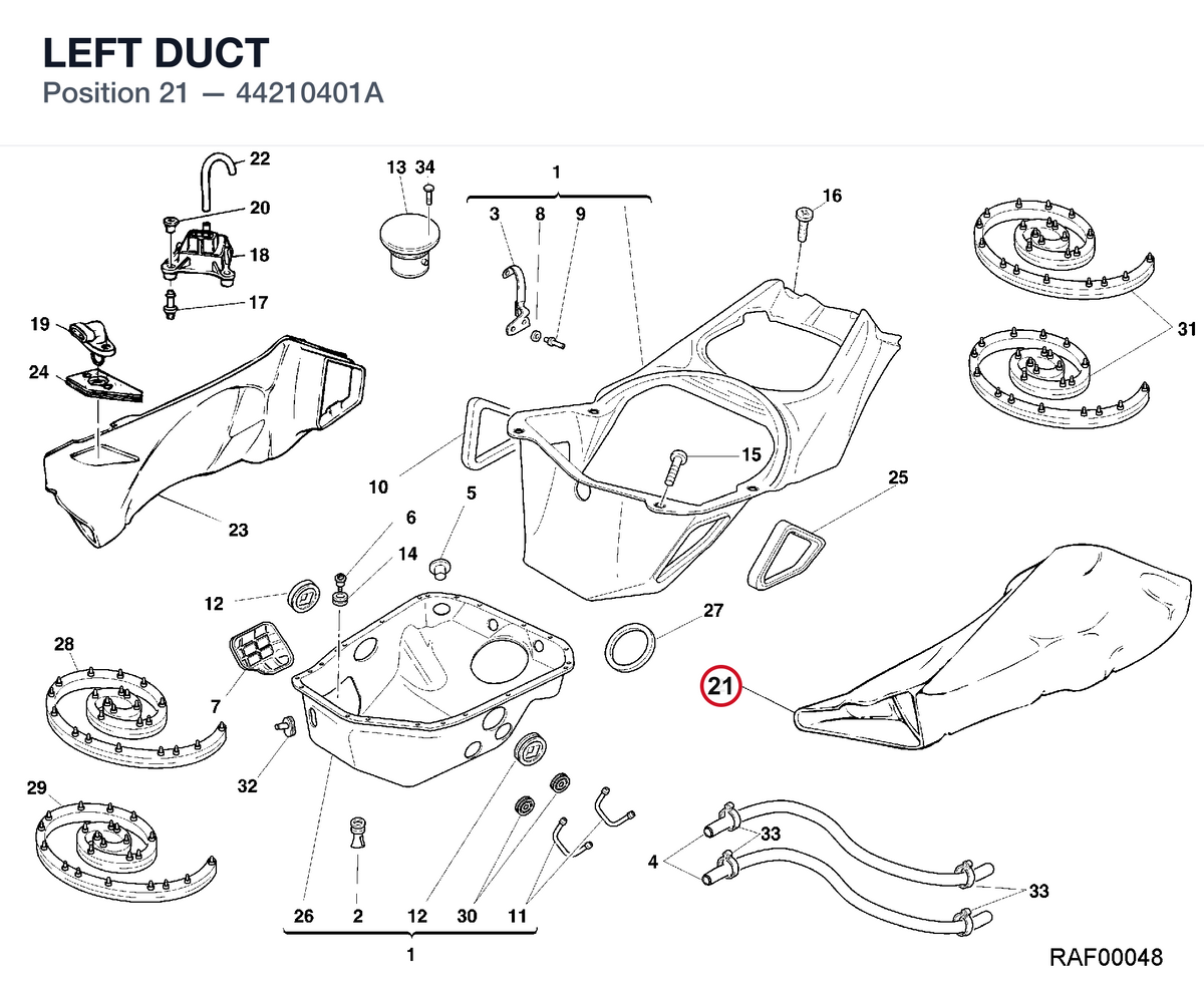 LEFT DUCT 44210401A diagram position