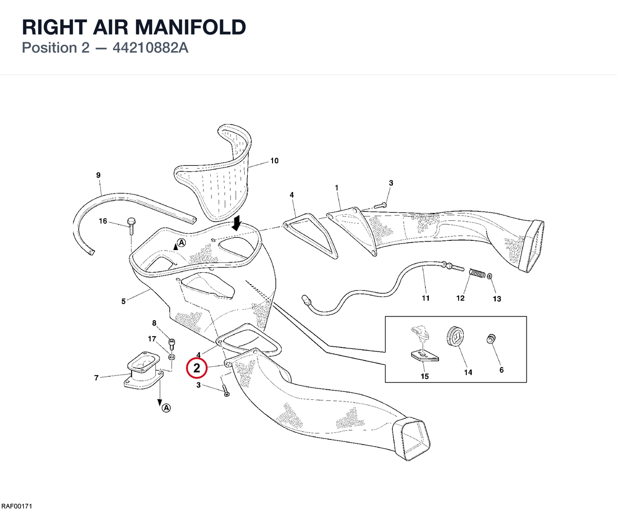 RIGHT AIR MANIFOLD 44210882A diagram position