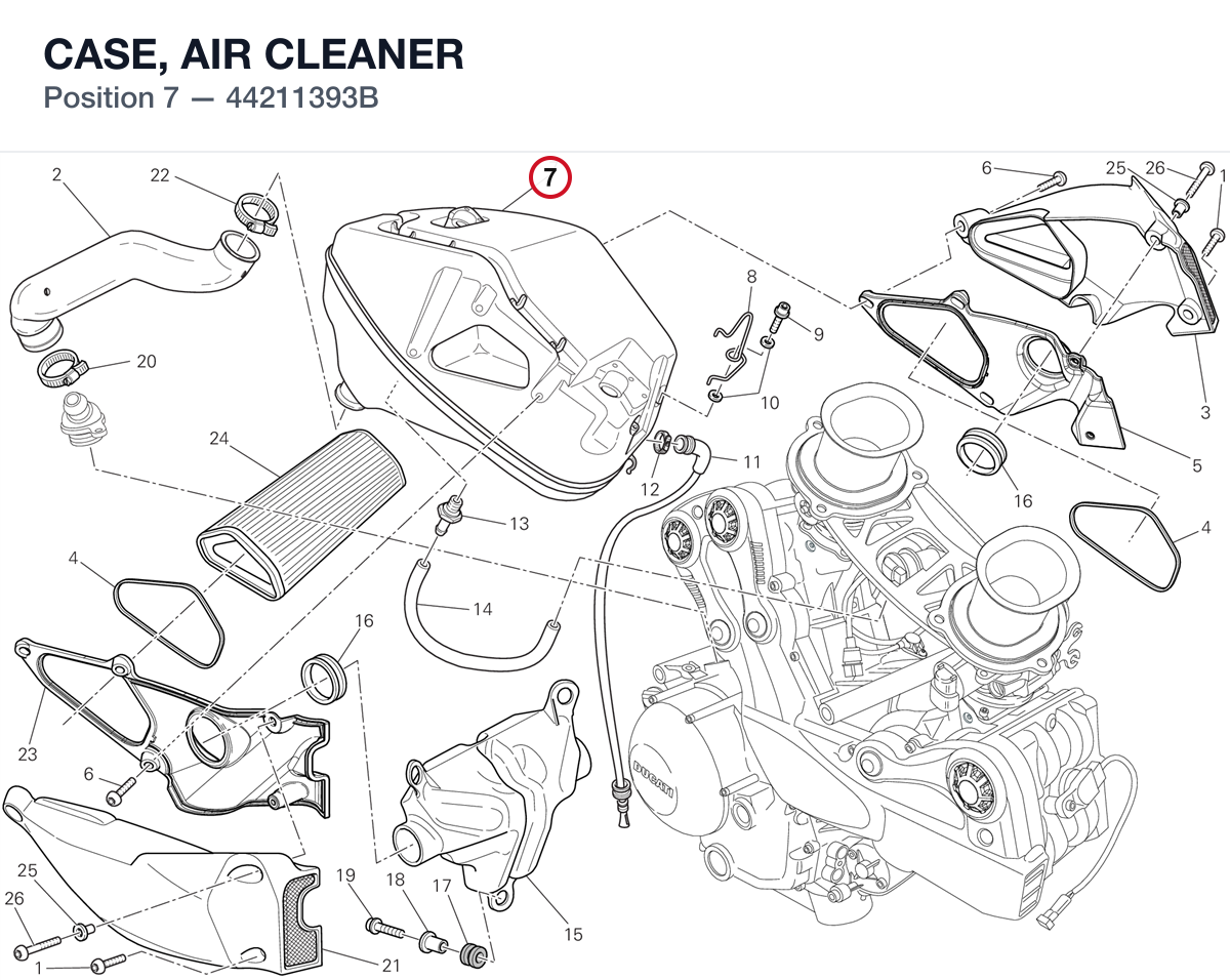 CASE, AIR CLEANER 44211393B diagram position