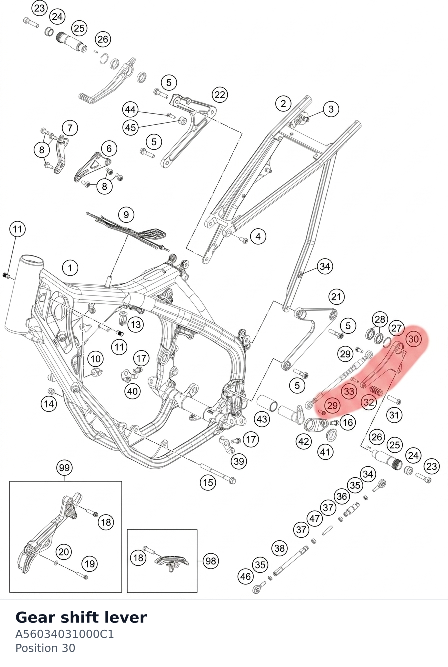 Diagram preview: Gear shift lever (A56034031000C1)