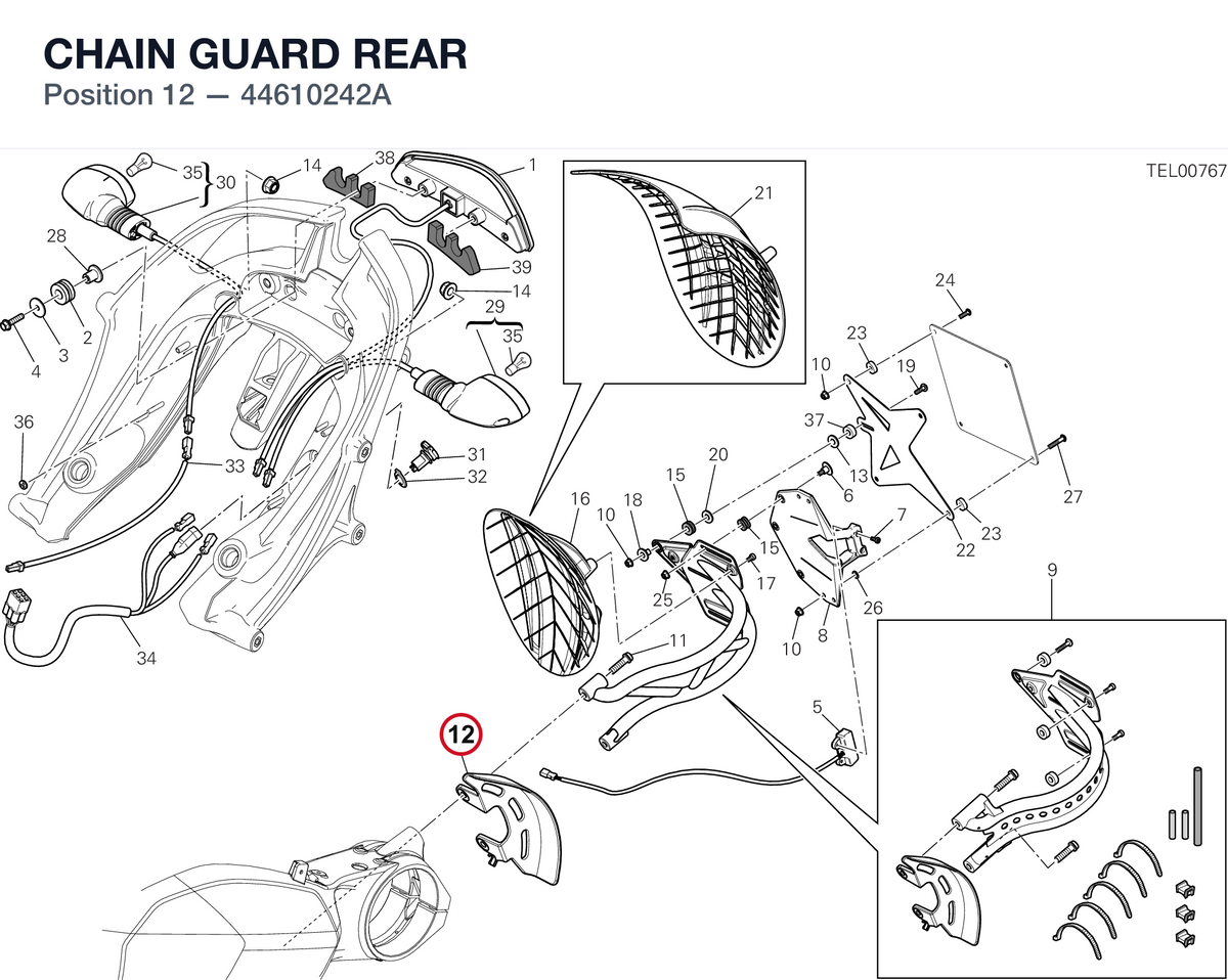 CHAIN GUARD REAR 44610242A diagram position