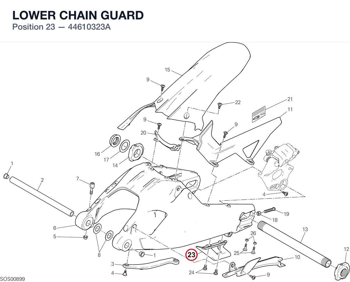 LOWER CHAIN GUARD 44610323A diagram position