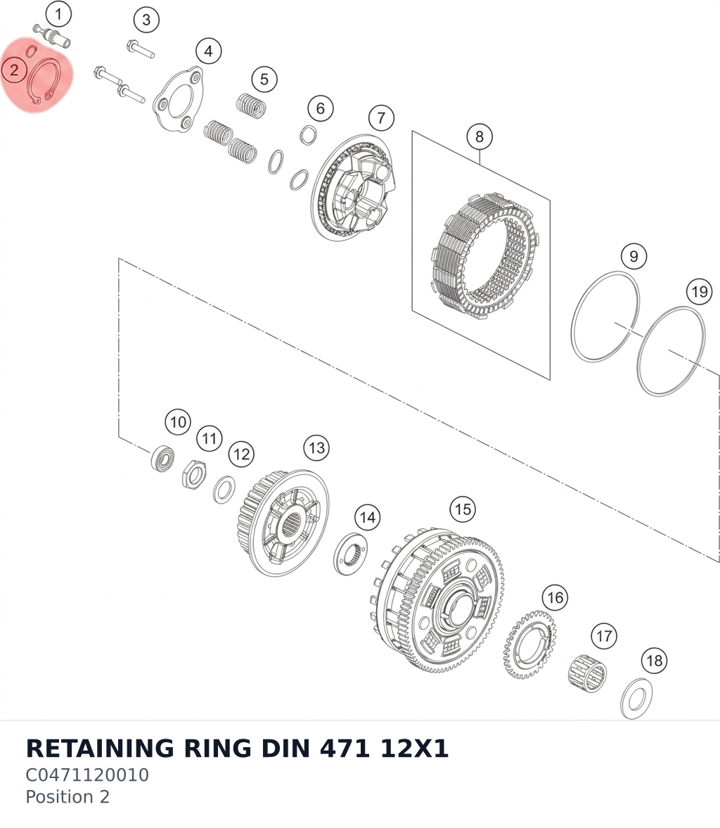 Diagram preview: RETAINING RING DIN 471 12X1 (C0471120010)