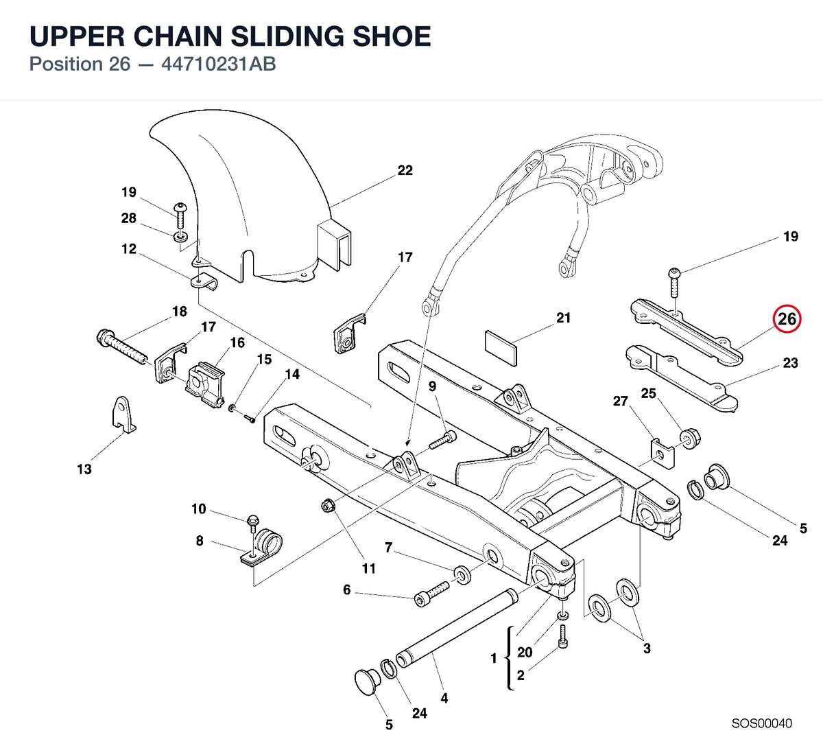 UPPER CHAIN SLIDING SHOE