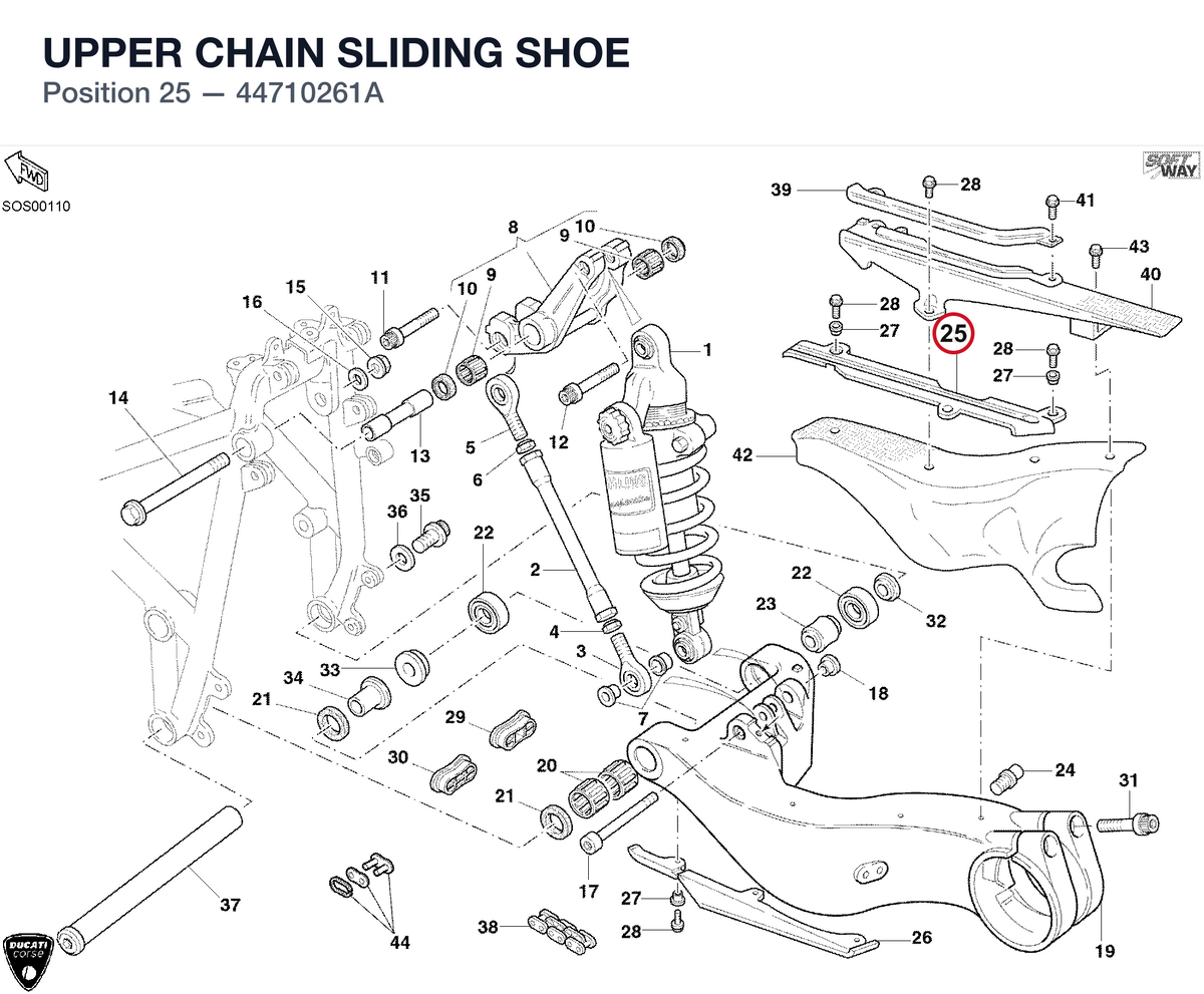 UPPER CHAIN SLIDING SHOE