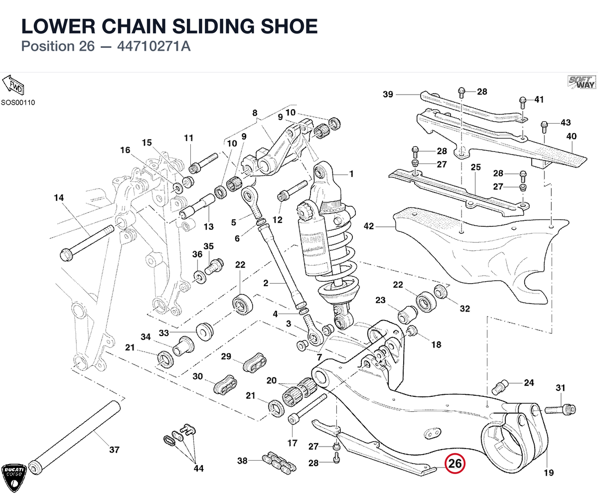 LOWER CHAIN SLIDING SHOE
