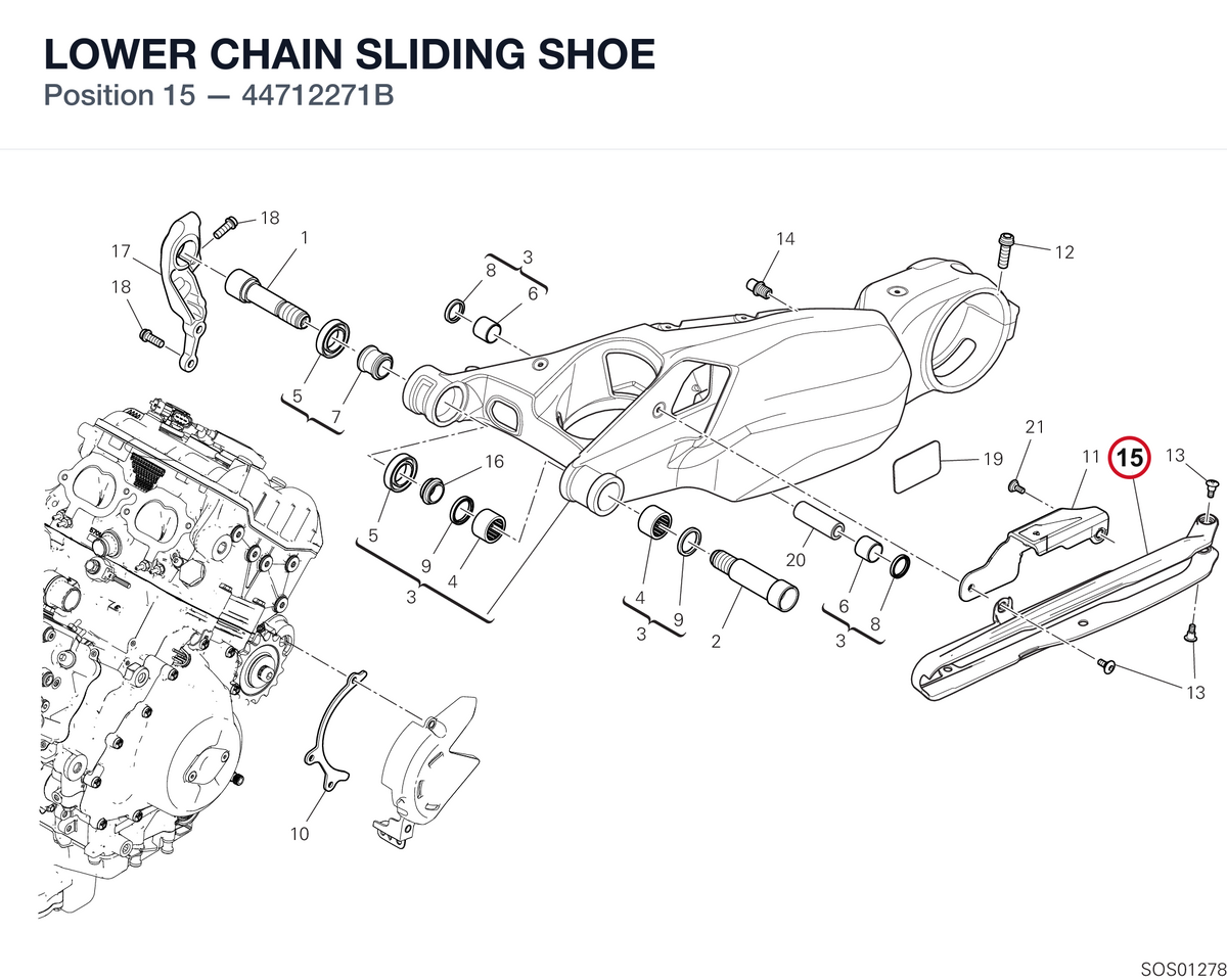 LOWER CHAIN SLIDING SHOE 44712271B diagram position