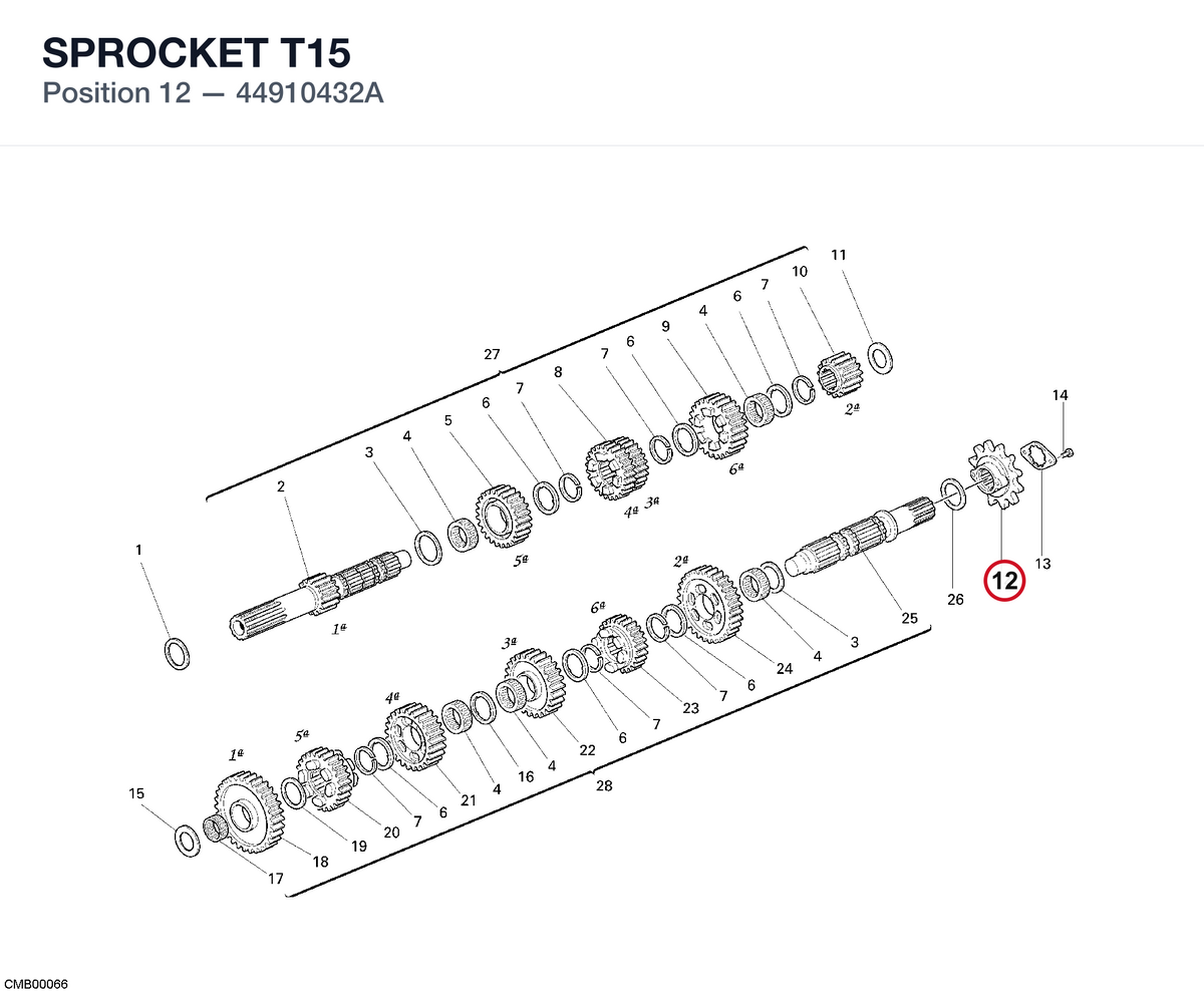 SPROCKET T15 44910432A diagram position