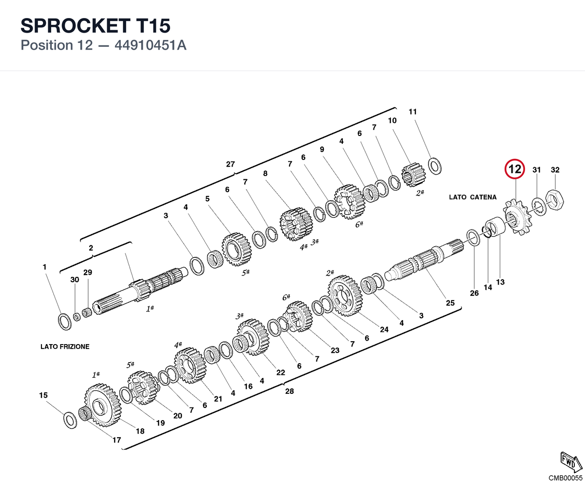 SPROCKET T15 44910451A diagram position