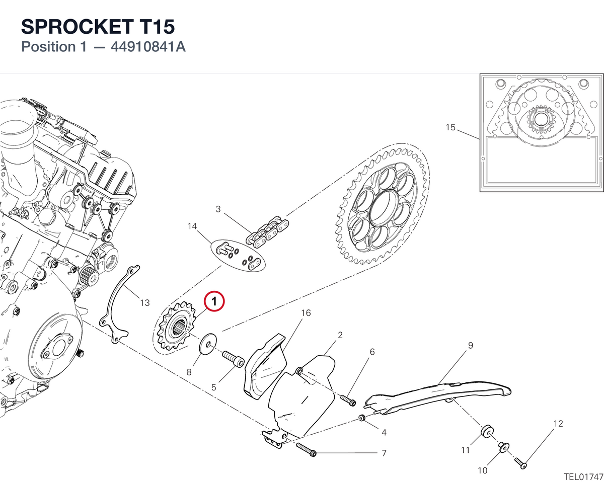 SPROCKET T15 44910841A diagram position