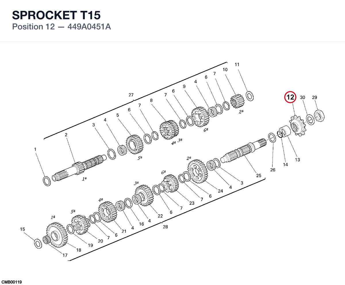 SPROCKET T15 449A0451A diagram position