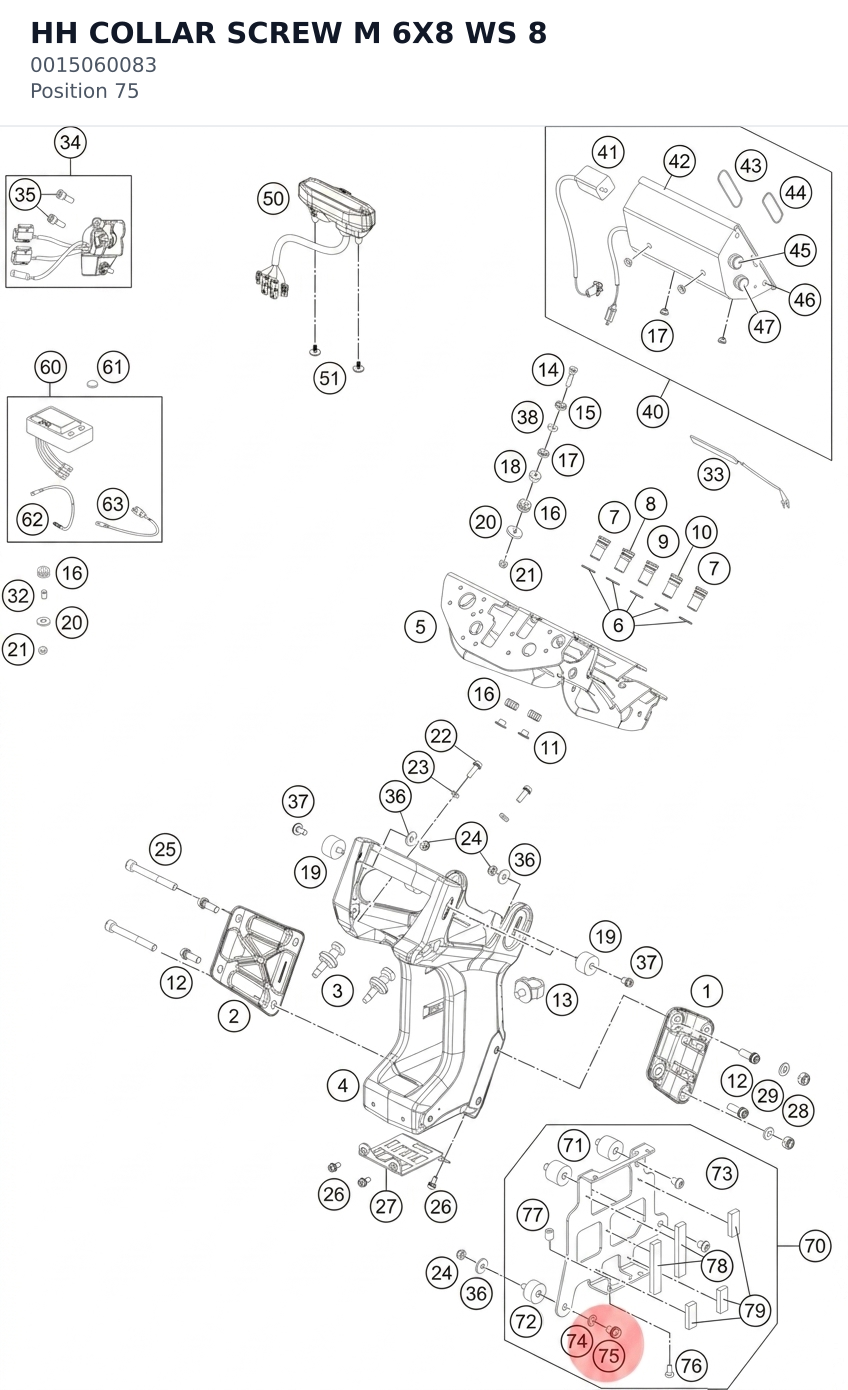 Diagram preview: HH COLLAR SCREW M 6X8 WS 8 (0015060083)