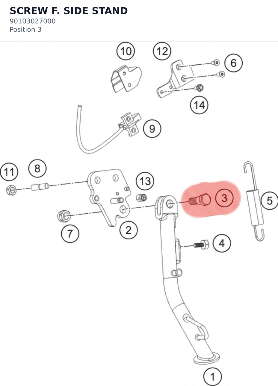 Diagram preview: SCREW F. SIDE STAND (90103027000)