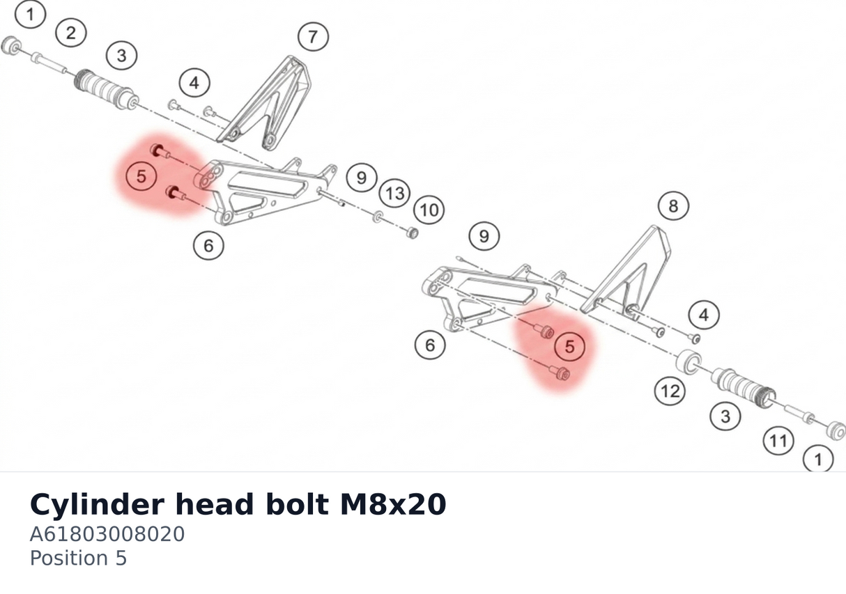 Diagram preview: Cylinder head bolt M8x20 (A61803008020)