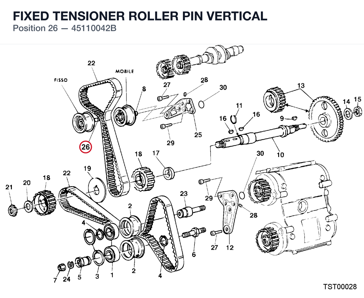 FIXED TENSIONER ROLLER PIN VERTICAL