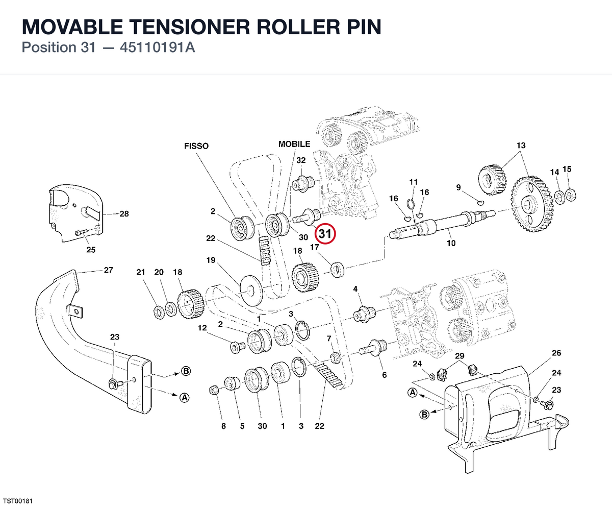 MOVABLE TENSIONER ROLLER PIN