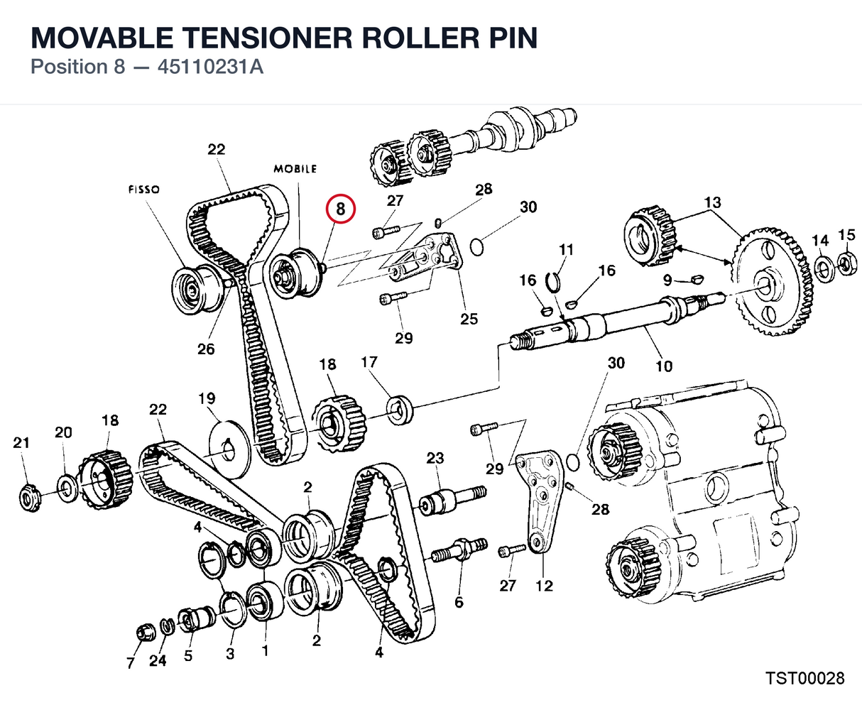 MOVABLE TENSIONER ROLLER PIN