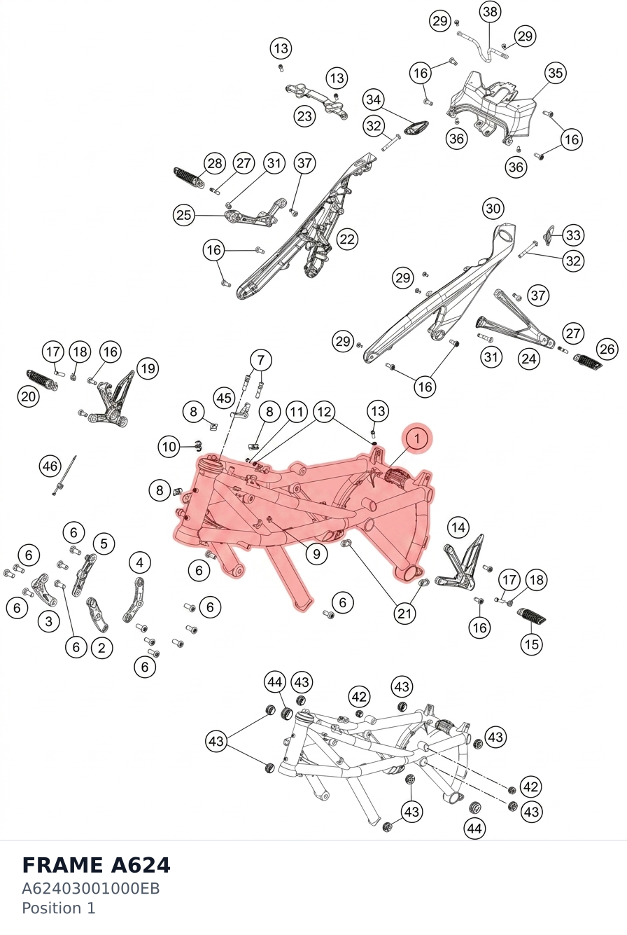 Diagram preview: FRAME A624 (A62403001000EB)