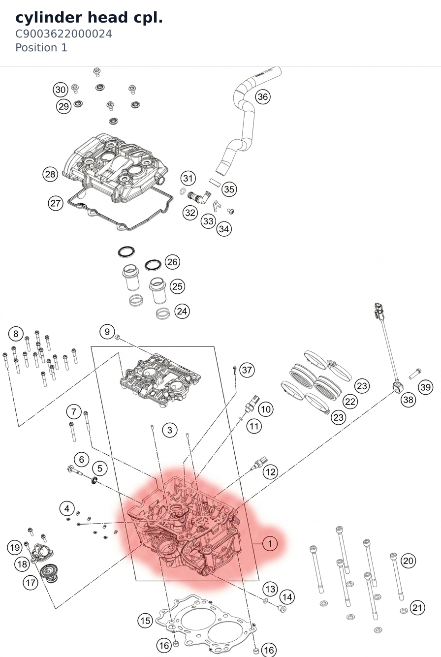 Diagram preview: cylinder head cpl. (C9003622000024)