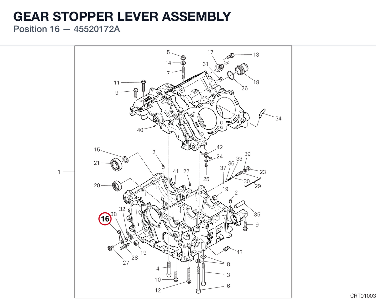 GEAR STOPPER LEVER ASSEMBLY 45520172A diagram position