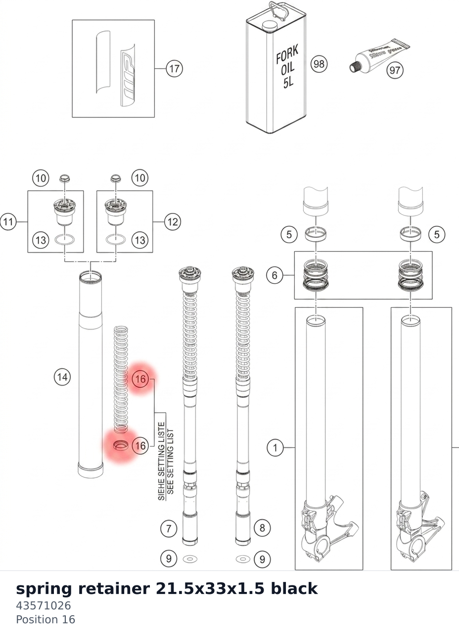 Diagram preview: spring retainer 21.5x33x1.5 black (43571026)