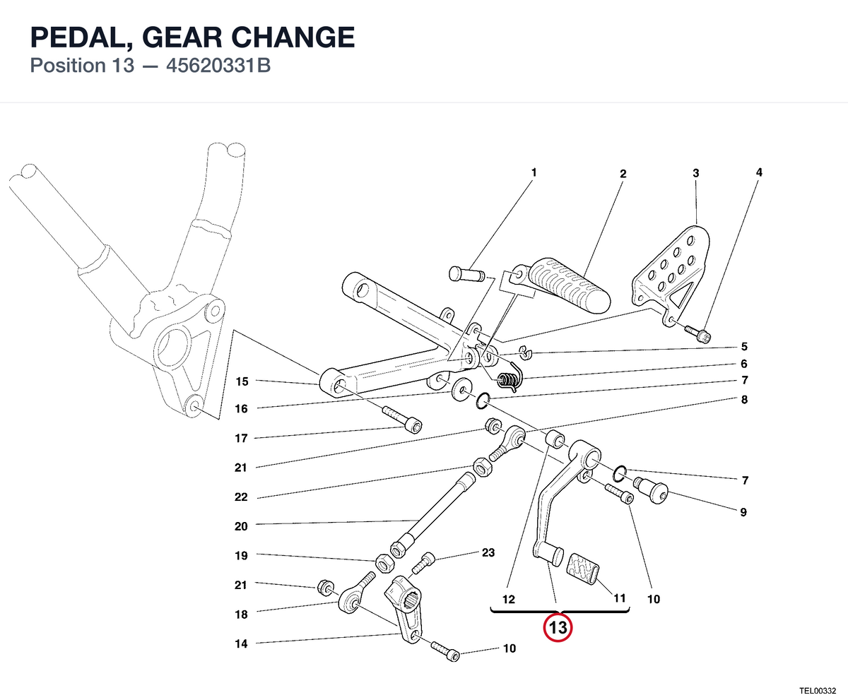 PEDAL, GEAR CHANGE 45620331B diagram position