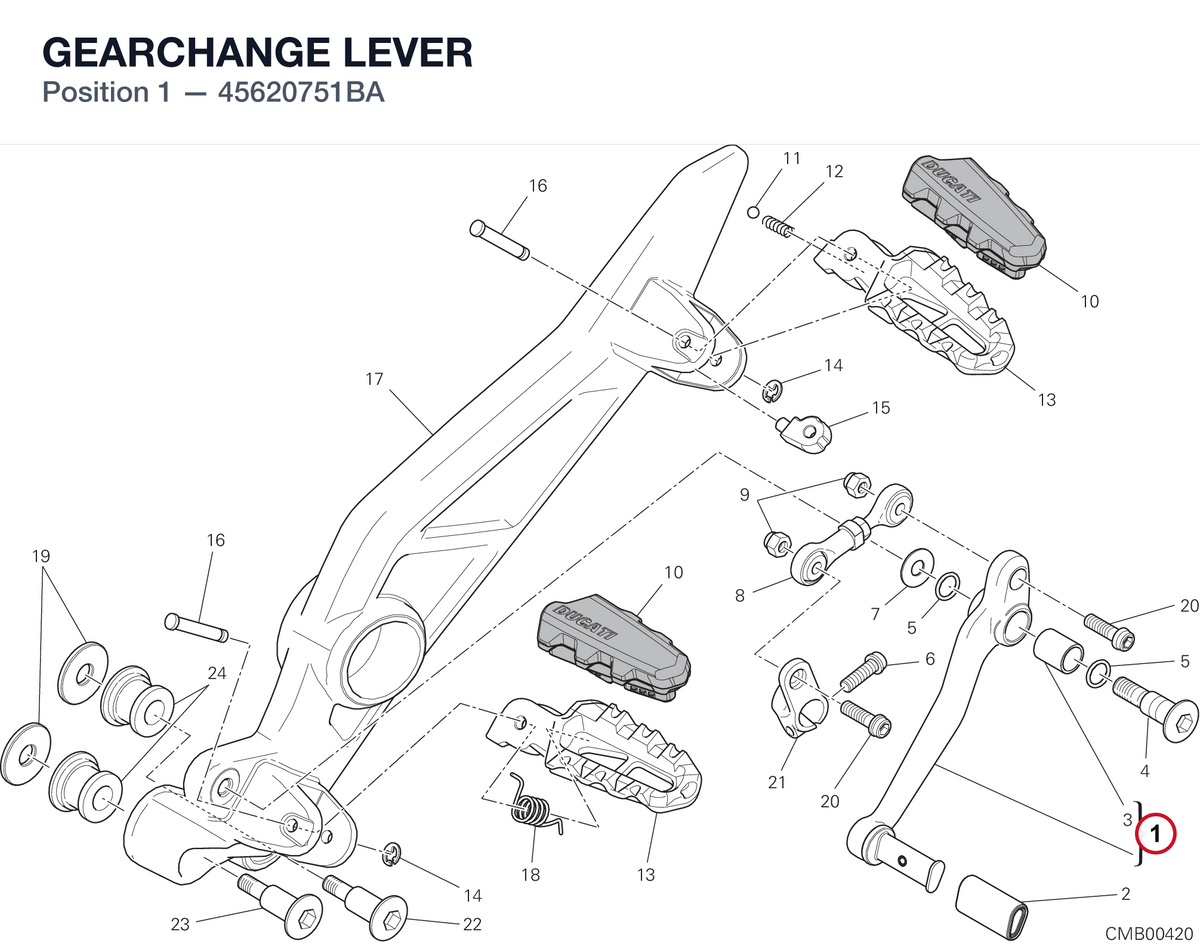 GEARCHANGE LEVER 45620751BA diagram position