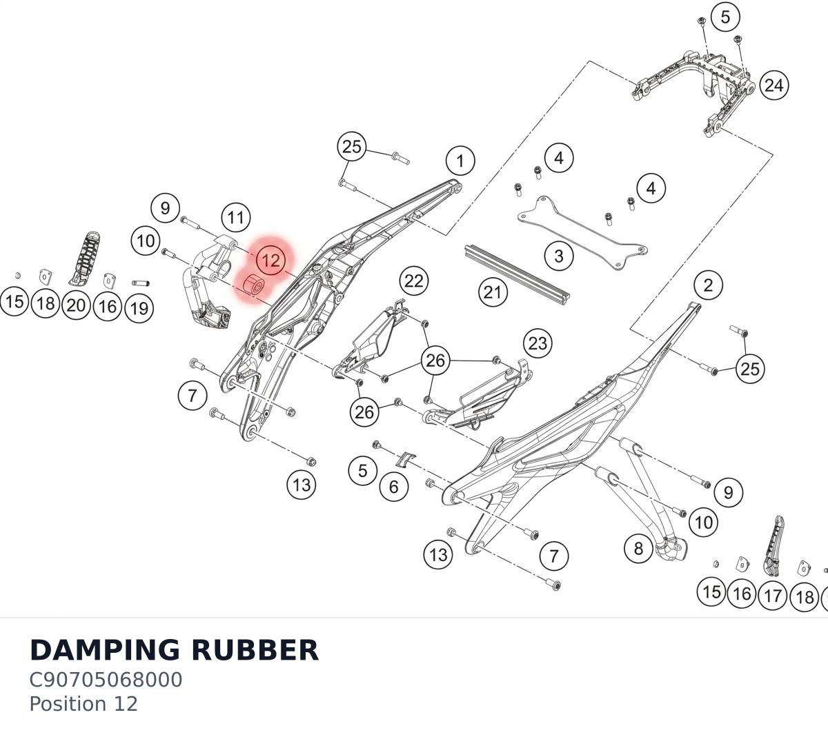 Diagram preview: DAMPING RUBBER (C90705068000)