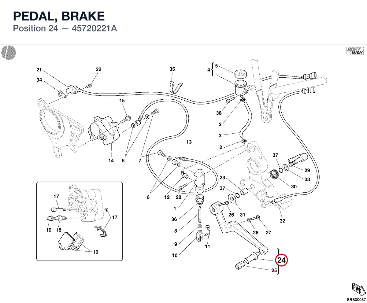 PEDAL, BRAKE 45720221A diagram position