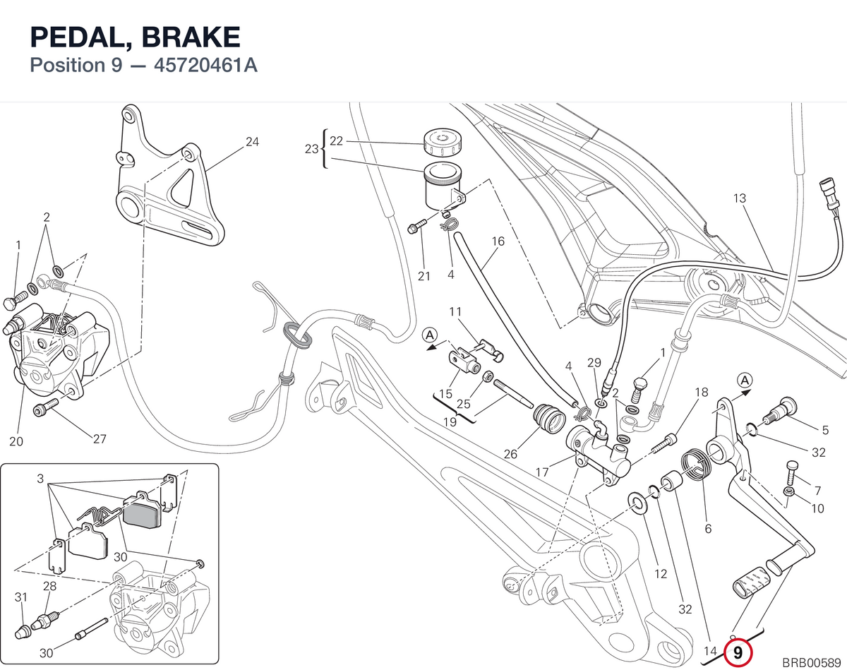 PEDAL, BRAKE 45720461A diagram position