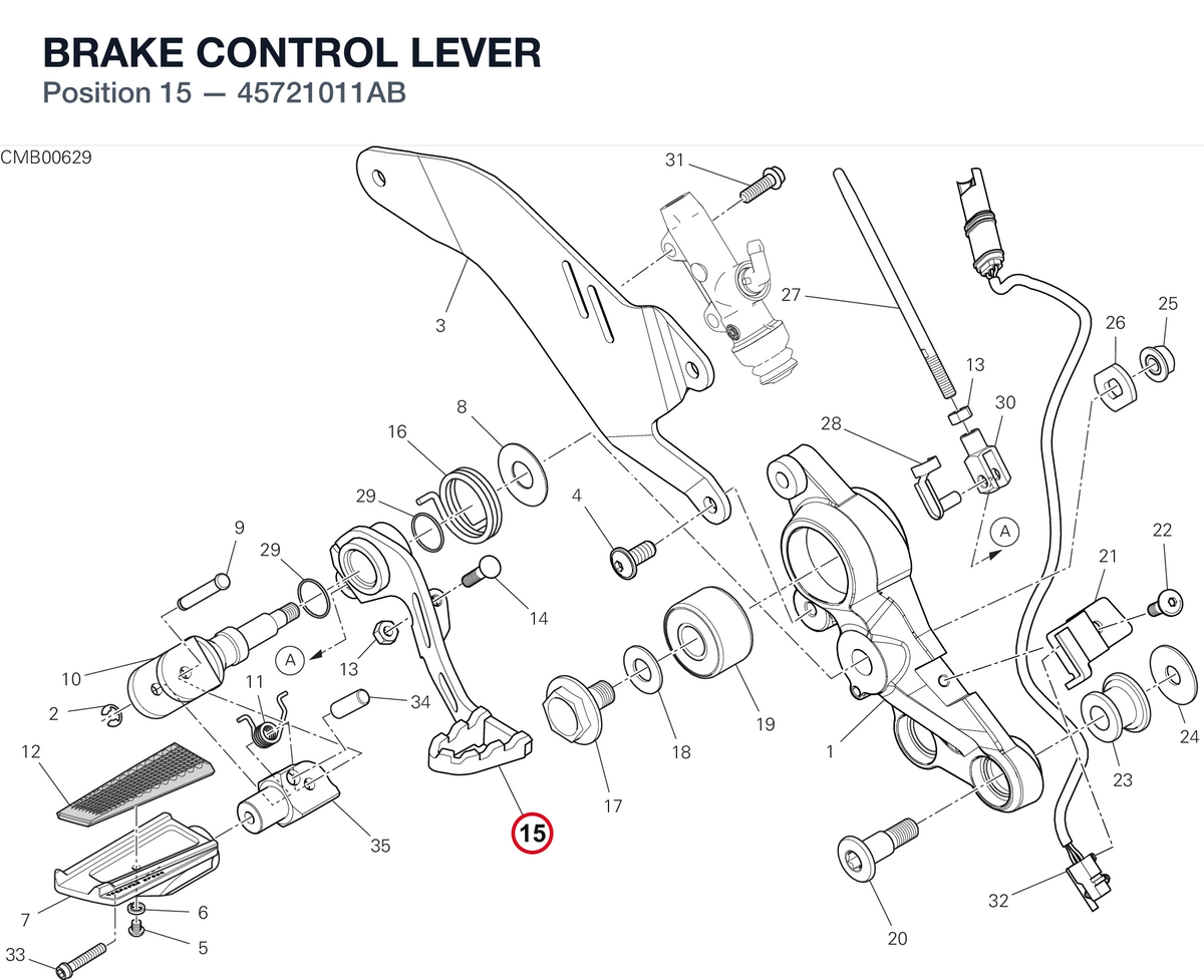 BRAKE CONTROL LEVER 45721011AB diagram position