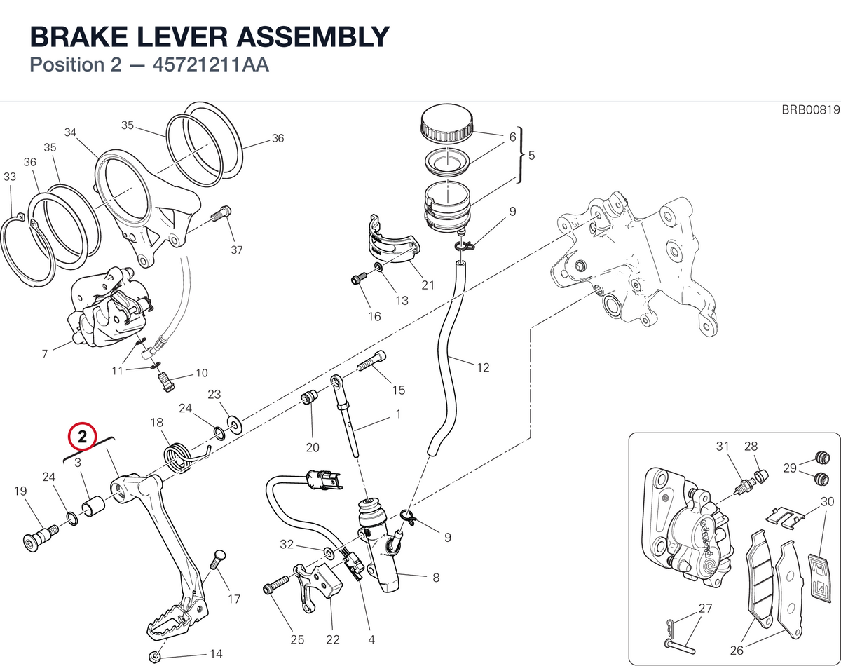 BRAKE LEVER ASSEMBLY 45721211AA diagram position