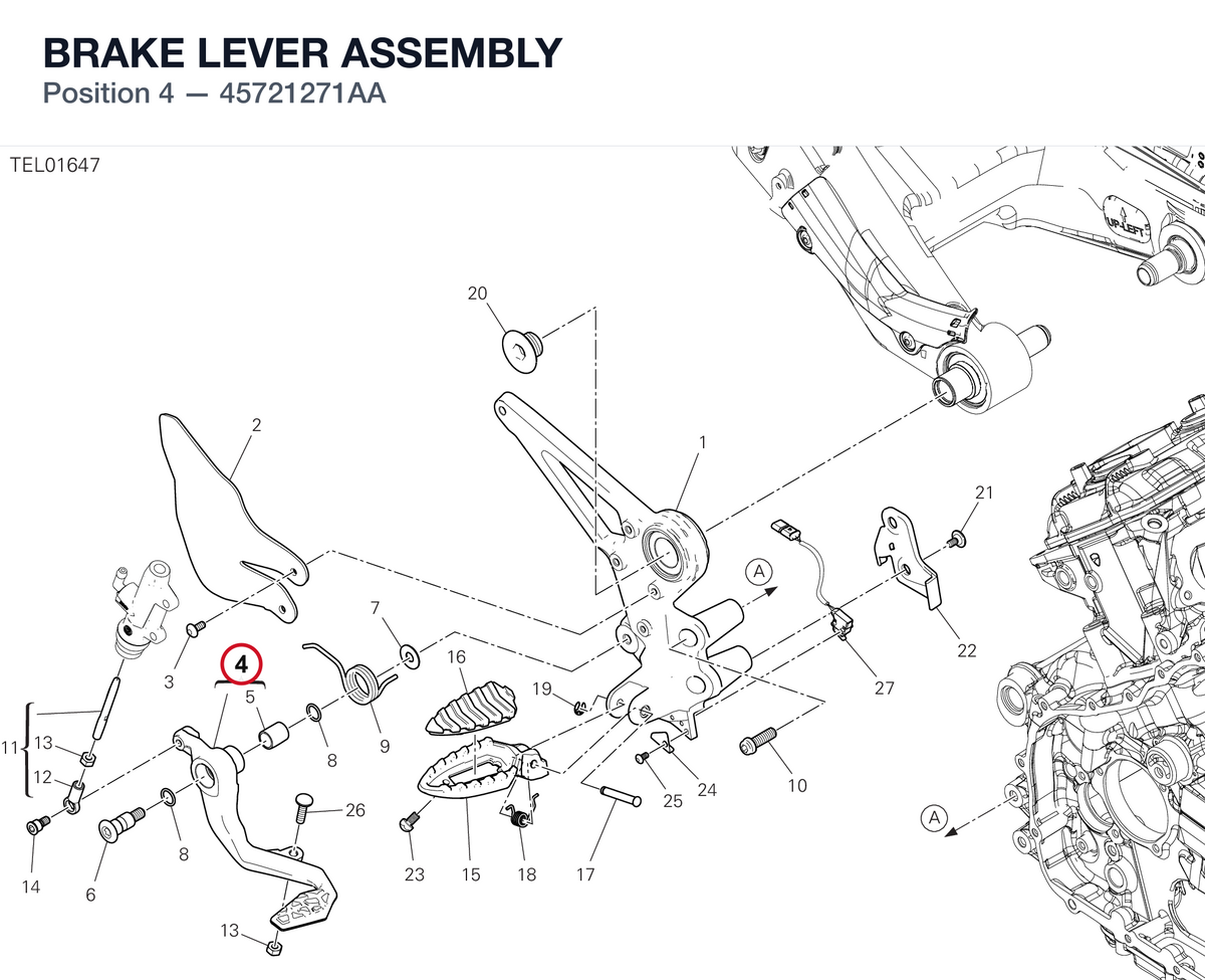 BRAKE LEVER ASSEMBLY 45721271AA diagram position
