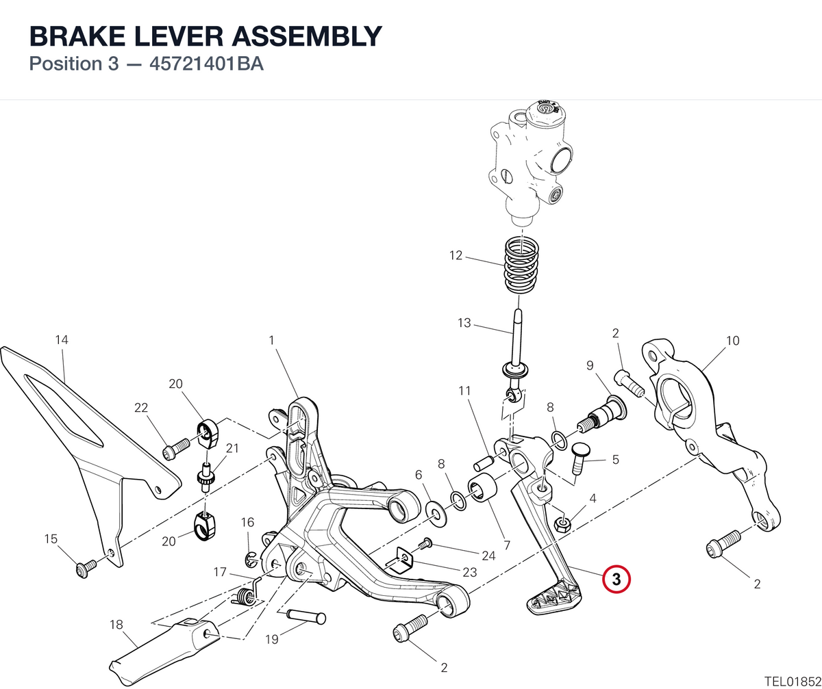 BRAKE LEVER ASSEMBLY 45721401BA diagram position